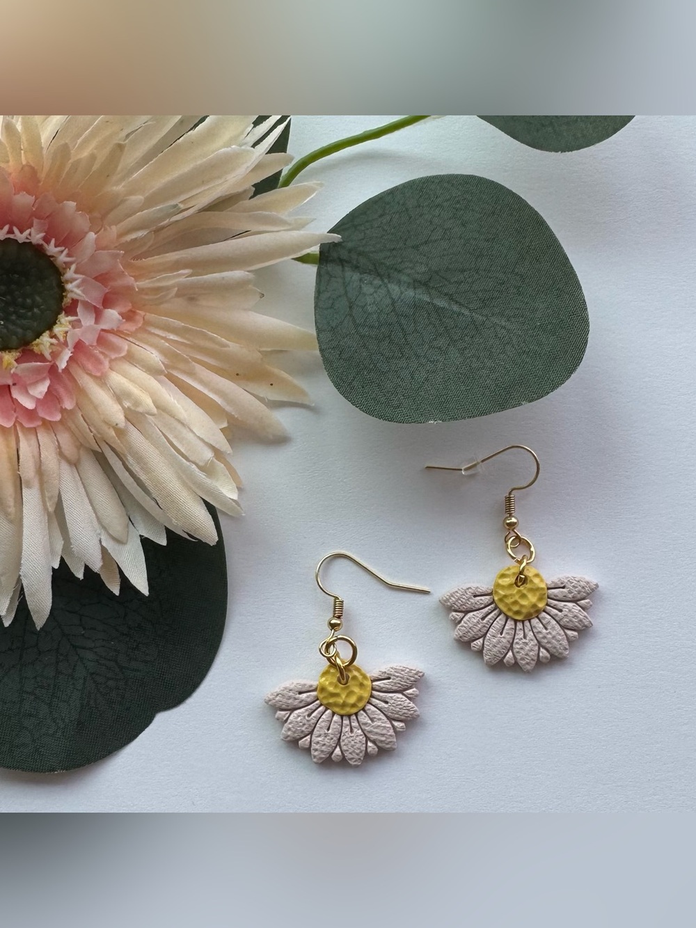 Handmade Daisy Polymer Clay Earrings